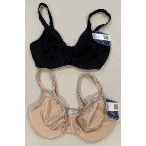 NEW Lot of 2 Lunaire Bras Women 34DD Black & Nude Underwire Mesh Minimal Stretch